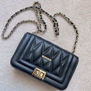 Valentino by by Mario Valentino Beatriz handbag purse black and gold like new